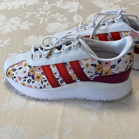 adidas Kids White and Red Floral Sneakers - Picture 4 of 7